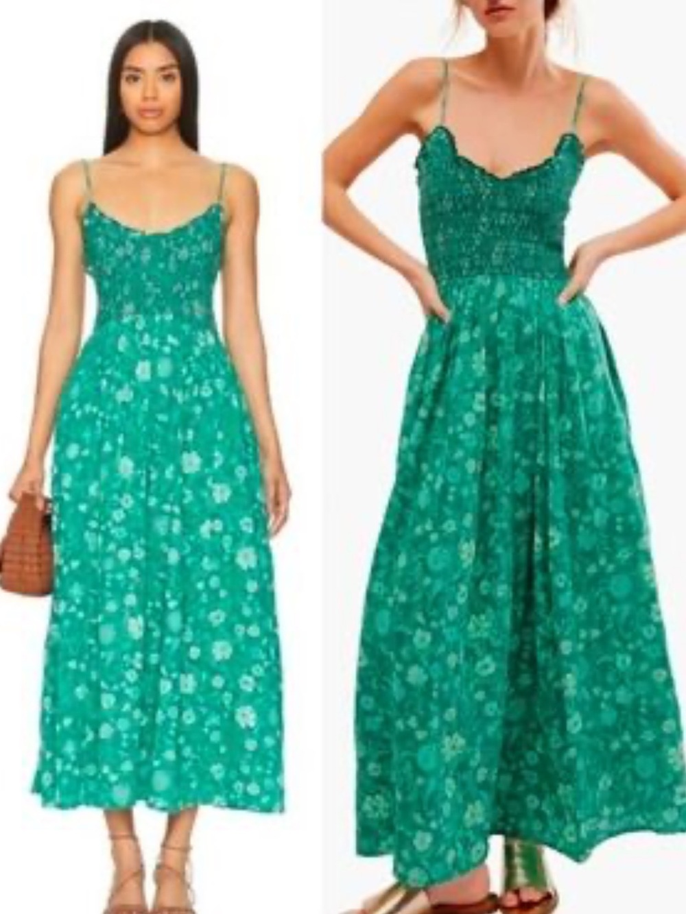 Free People Sweet Nothings Midi Dress – Forest Combo – Size Medium